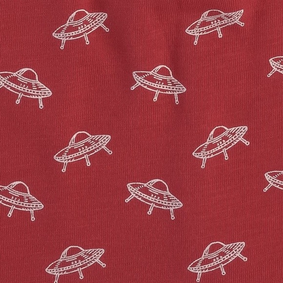 NWT KATE QUINN SHORT SLEEVE SKINNY SNAP HENLEY TOP UFO PRINT ORGANIC COTTON - Picture 2 of 3